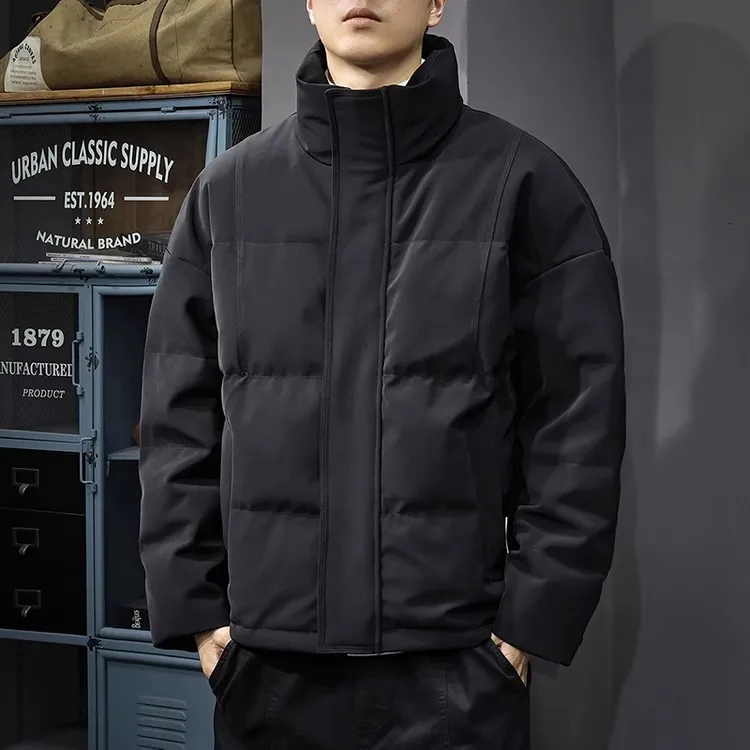 Cebrodz冬季新款男立领羽绒服加厚短款鸭绒外套美式宽松