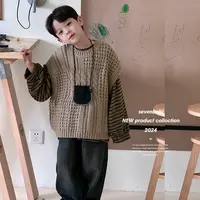 【现货】针织毛衣男童上衣儿童马甲2024新款韩版套头潮中大童内搭