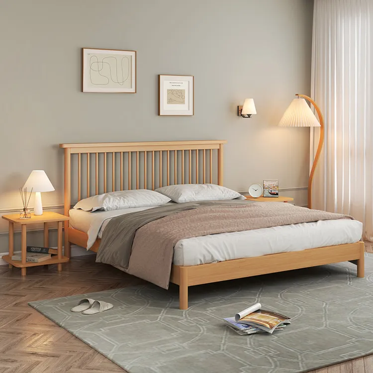 卓誉冠北欧实木床现代简约全实木榉木主卧1.8m双人床1.5