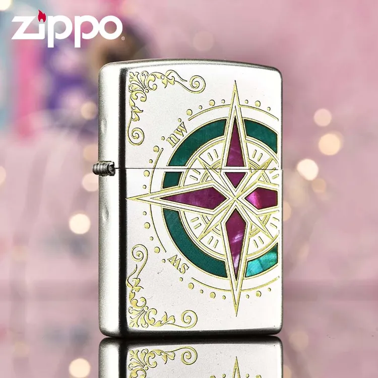 ZIPPO打火机正版贝壳爱情海指南针常规防风男士送礼收藏