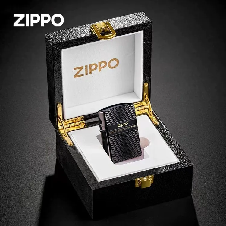 zippo打火机 绅士商标限量黑冰钻石切割菱形盔甲火DYH1X1