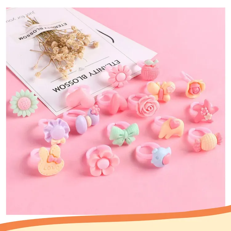 卡通戒指托贴片材料包半成品diy手工自制配件地摊饰品儿童玩具