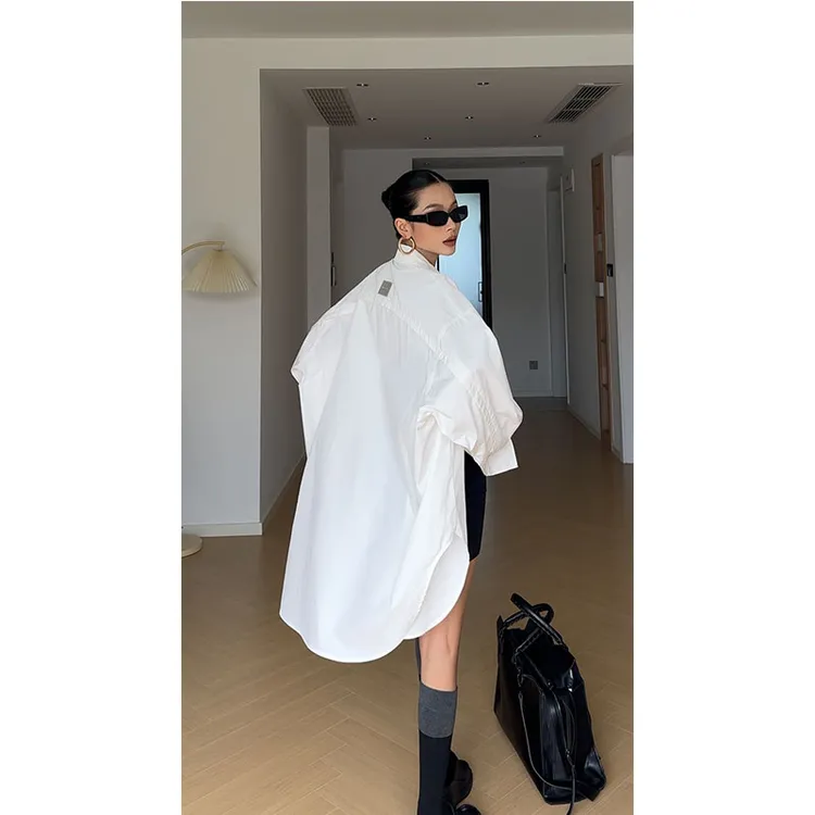 【纸片人】oversize中性显瘦男友风春游出行衣服超大版棉质长袖衬衫