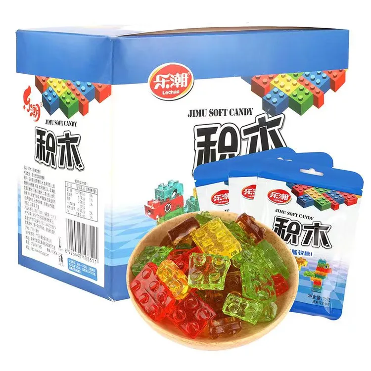 乐潮积木软糖水果味拼图乐高qq糖果玩具橡皮糖儿童怀旧休闲零食