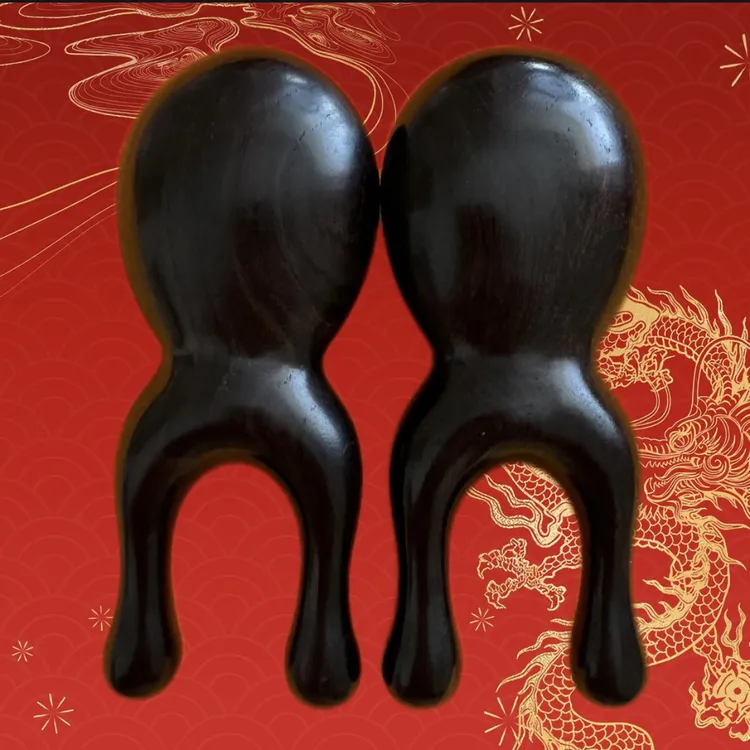 紫光檀木卡通青蛙按摩棒脸部眼部肩颈身体疏通家用刮痧头疗通经