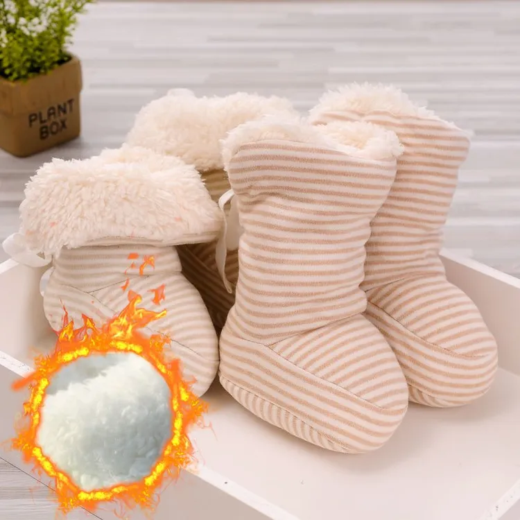 新生儿宝宝棉鞋加绒加厚秋冬季婴儿棉鞋羊羔绒保暖步前鞋不掉软底
