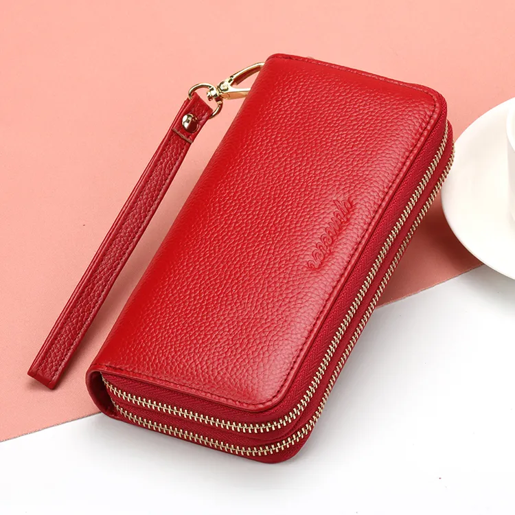 真皮钱包女士2025新款时尚手拿包长款拉链容量零钱包手机包高级款