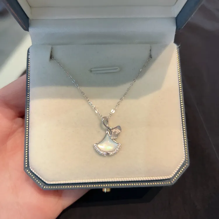 坠链均925银 三生有杏银杏叶项链女小众设计感送女友七夕生日礼物