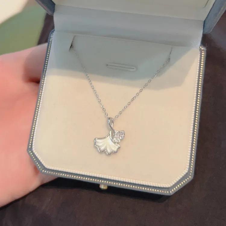 坠链均925银 三生有幸银杏叶项链女不掉色小众锁骨链送女朋友生日