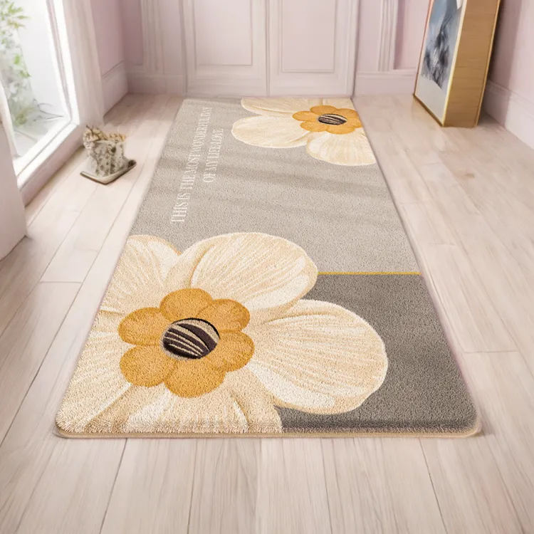 高级感主卧房间长条地板床下床前垫子可睡可坐铺垫卧室床边毯地垫