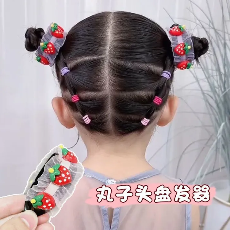 【梦蜜】女童升级版甜美裙边丝带马尾夹快速丸子头发扣儿童新大小号