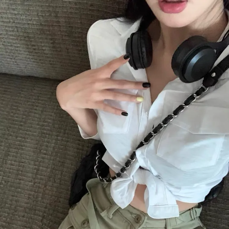 WUDASHEN 好爱好纯好欲好喜欢的系带衬衫短款 多个季节的穿搭百搭