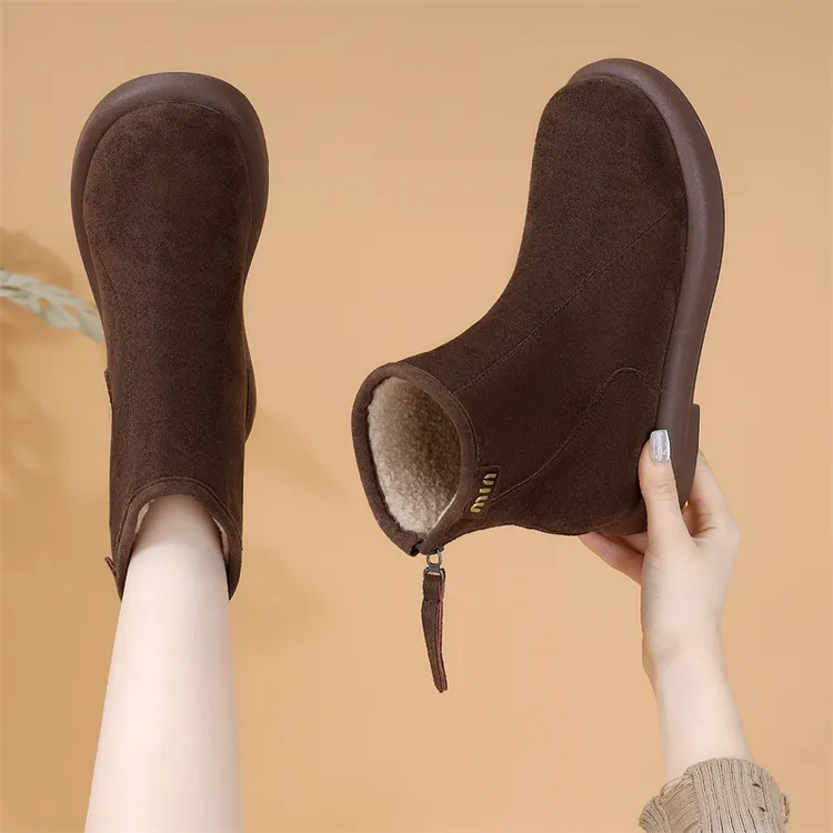 韩版磨砂皮雪地棉女2025冬季时尚百搭短筒雪地靴女款爆款2025新款