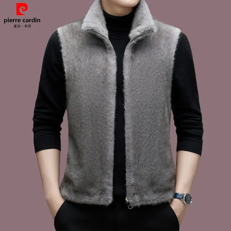【皮尔卡丹】男士轻奢皮毛一体马甲时尚休闲高档双面穿背心秋冬保暖