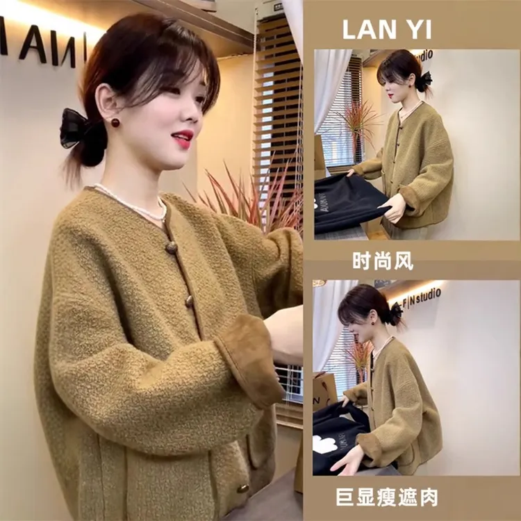 今年流行小香风皮毛一体毛呢外套女秋季新款时尚气质高级感超好看