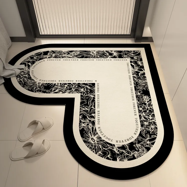 忘忧虫爱心形浴室地垫新款硅藻泥吸水脚垫垫子防滑防油专用地毯
