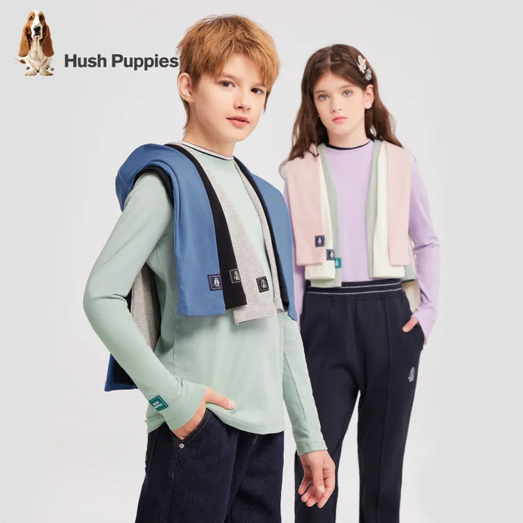 暇步士童装新款多色简约优弹休闲感亲肤长袖舒适打底衫