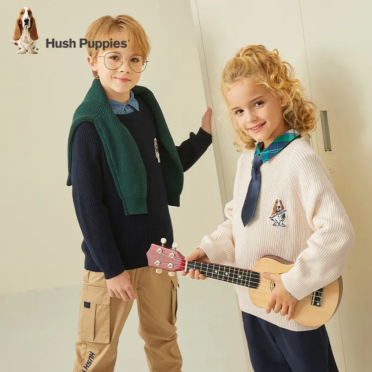 S暇步士童装男童女童纯色休闲圆领套头毛衣针织衫HPRDBD41CW697