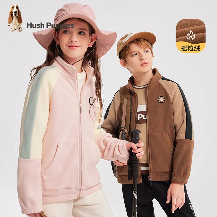 摇粒绒休闲拼接上衣 暇步士童装秋装新款