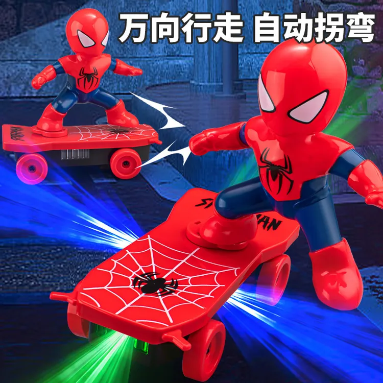 大号蜘蛛侠滑板车特技万向旋转翻滚起身声光奥特玩具益智玩具