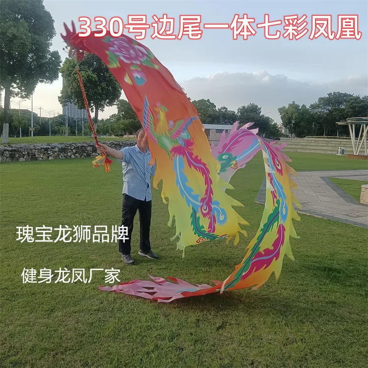 单独3D立体凤凰龙衣健身龙舞龙绸彩带器材一体边尾数码印花可水洗