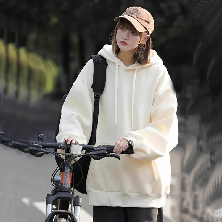 纯色常规秋冬卫衣加厚冬季学生港风连帽韩版宽松潮流简约保暖上衣