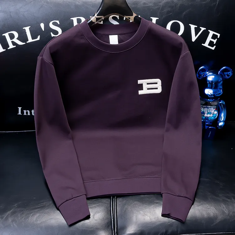 欧货春秋季休闲潮流时尚男士长袖圆领套头卫衣背后字母印花简约款