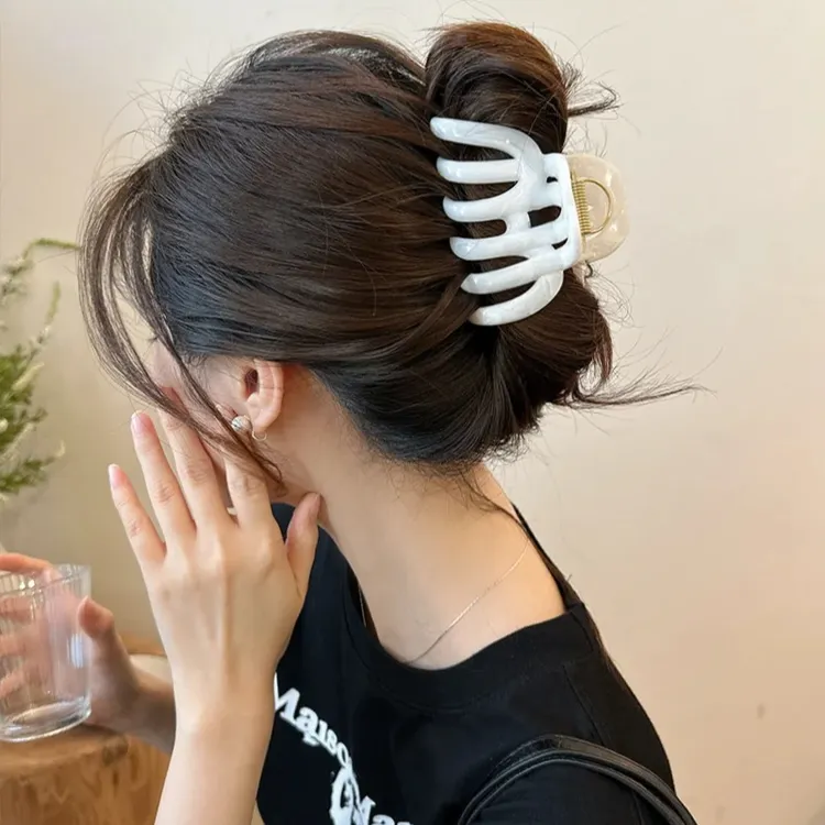 玫乐韩国水墨抓夹女超大弹簧韩版简约气质韩版盘头发抓夹网红百搭