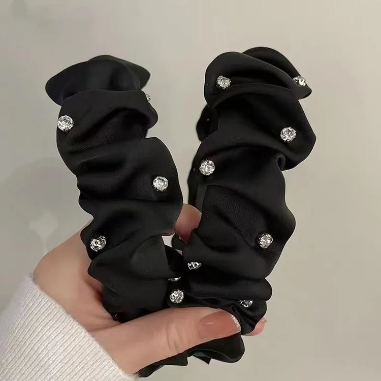 秋冬宽边褶皱水钻气质发箍女2025新款高颅顶压发发卡发捆头箍发饰