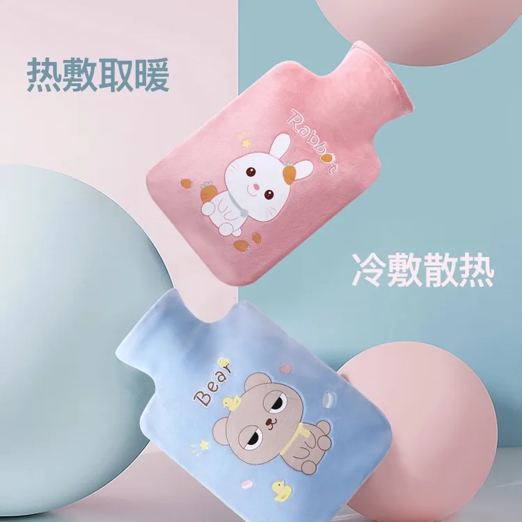 新款卡通毛绒布套PVC暖水袋创意学生加厚暖手宝防爆取暖热敷暖肚