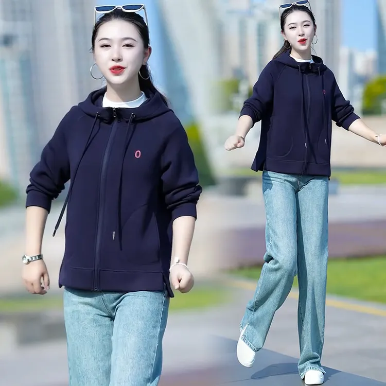 韩版高级感连帽外套女春秋宽松卫衣2025时尚女装洋气休闲百搭款