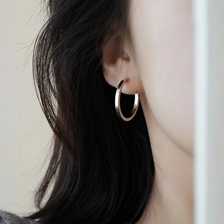 925银耳饰 法式圈圈耳环女2025年新款潮耳钉小众设计素圈耳圈耳扣