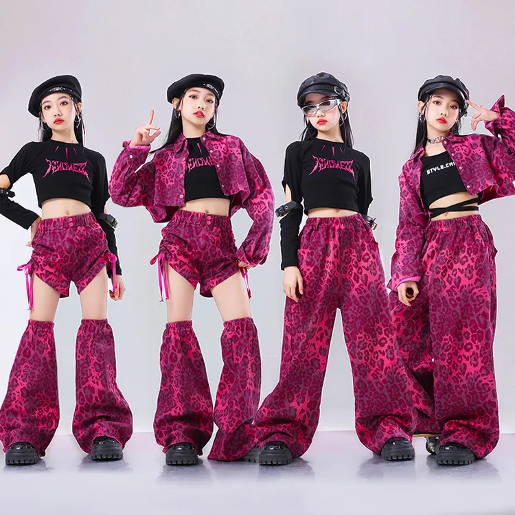 儿童街舞演出服女童爵士舞jazz宽松显瘦跳舞露脐表演辣妹嘻哈套装