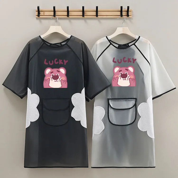 TPU半袖新款围裙免洗家用厨房防水防油餐饮洗车工作服可定制logo