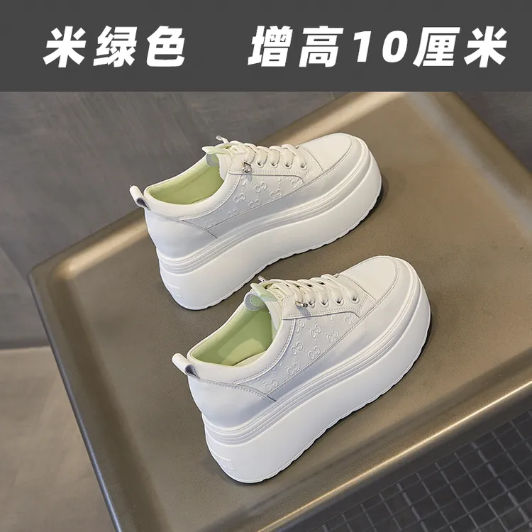内增高10cm女鞋2025年秋季新款韩版时尚松糕厚底百搭休闲小白板鞋
