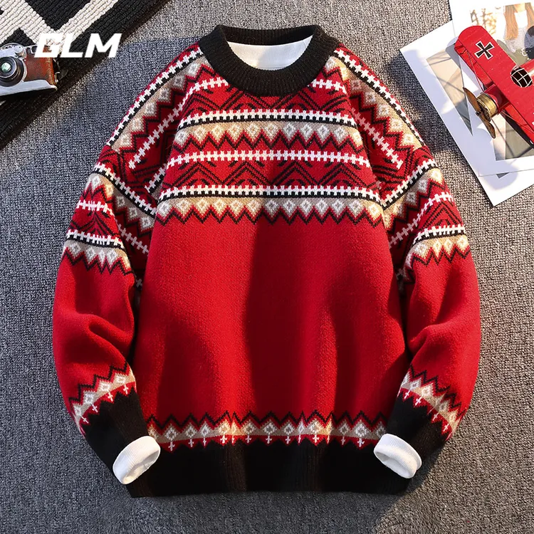 GLM除夕新年大红车厘子安哥拉红色本命蛇年春节保暖厚毛衣 男女