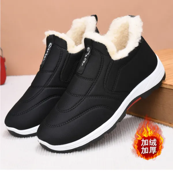 高帮男士棉鞋冬季加厚保暖中老年软底鞋一脚蹬爸爸鞋休闲鞋老人靴