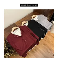 HIMEGANJANE 澳洲天丝绵羊毛亨利领叠穿长袖T恤ROW风假两件 2432