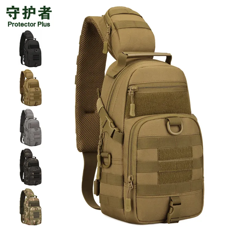 守护者胸包男迷彩休闲户外战术单肩斜挎包大容量多功能弹弓路亚包