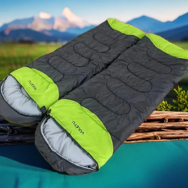 防水户外露营旅游信封拼色带帽四季成人野营午休陪护拼接月亮弯型