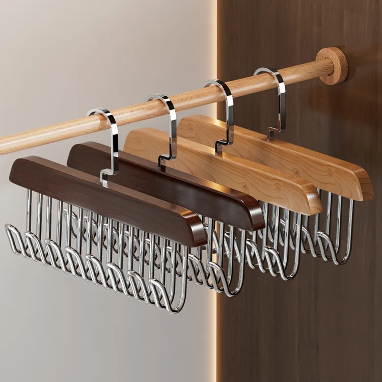 【越图】木质衣架家用挂衣挂钩木质3个装 收纳内衣带多功能吊带