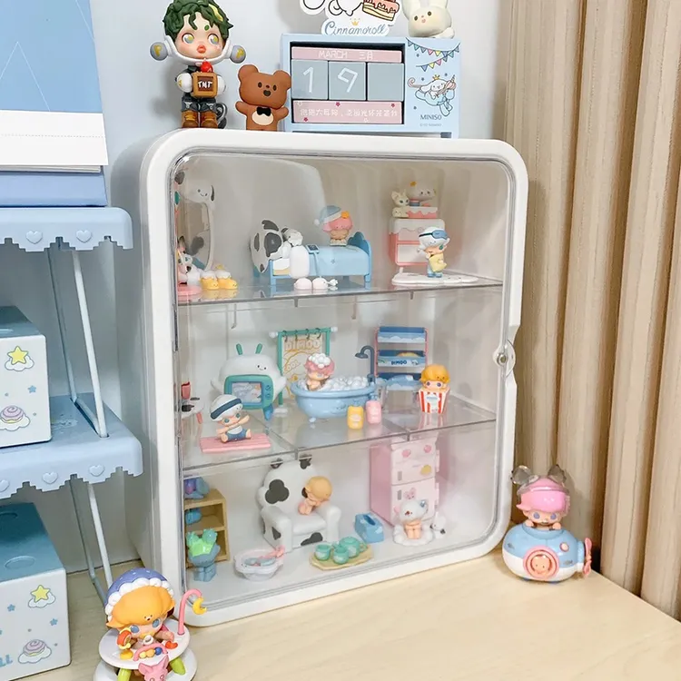 壁挂墙一体式手办盲盒收纳透明收纳盒防尘陈列防尘柜免打孔