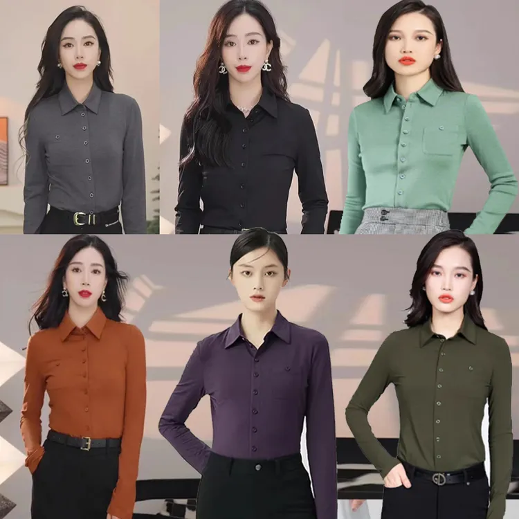 哥家款秋冬衬衣新款时尚百搭亲肤加绒衬衫女长袖打底上衣1300820