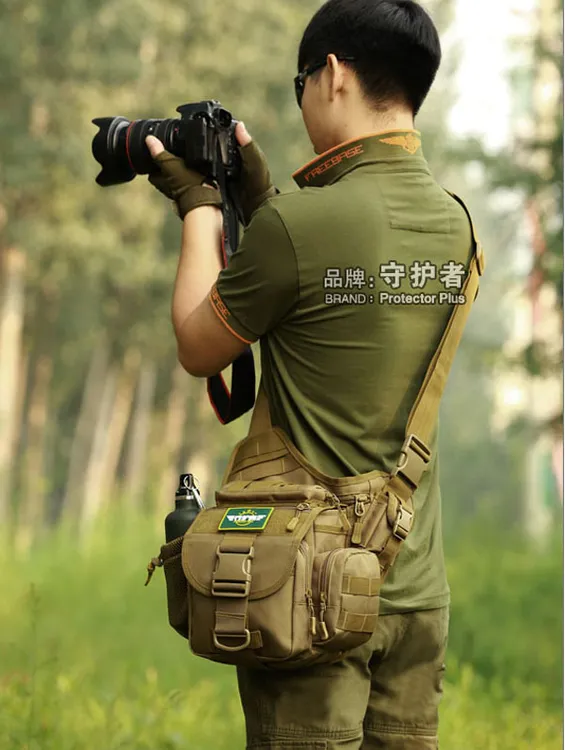 守护者单肩斜挎包男路亚户外帆布战术多功能大鞍袋单反相机摄影包