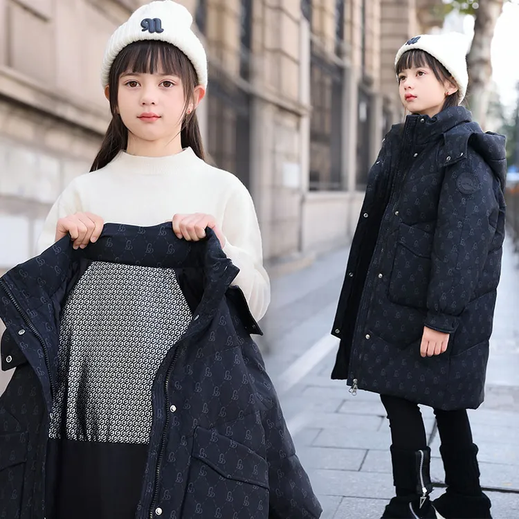 新款儿童羽绒服女童中大童装冬季过膝中长款加厚小女孩外套洋气