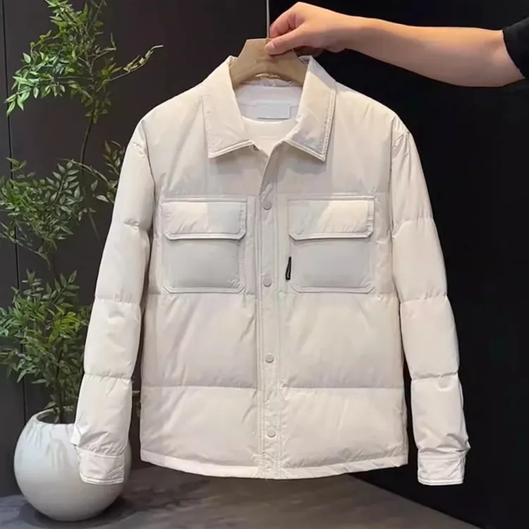 仓石一树轻薄百搭款羽绒服男士冬季翻领夹克青年休闲短款保暖外套
