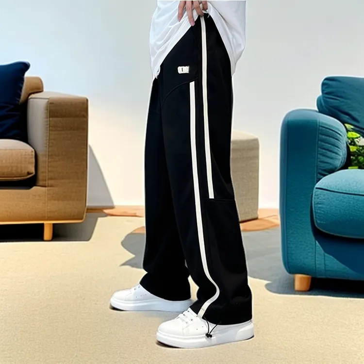 仓石一树裤子男士夏季薄款直筒阔腿裤时尚时尚青少年抽绳运动卫裤