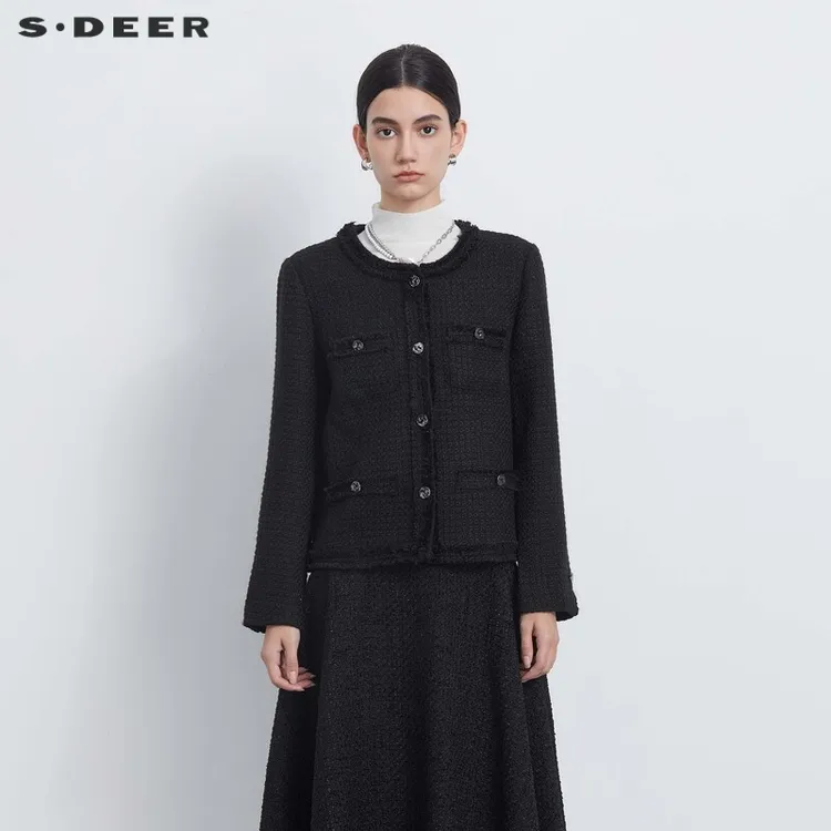 圣迪奥百搭长袖正品气质简约轻奢高端时尚外套S233Z2214