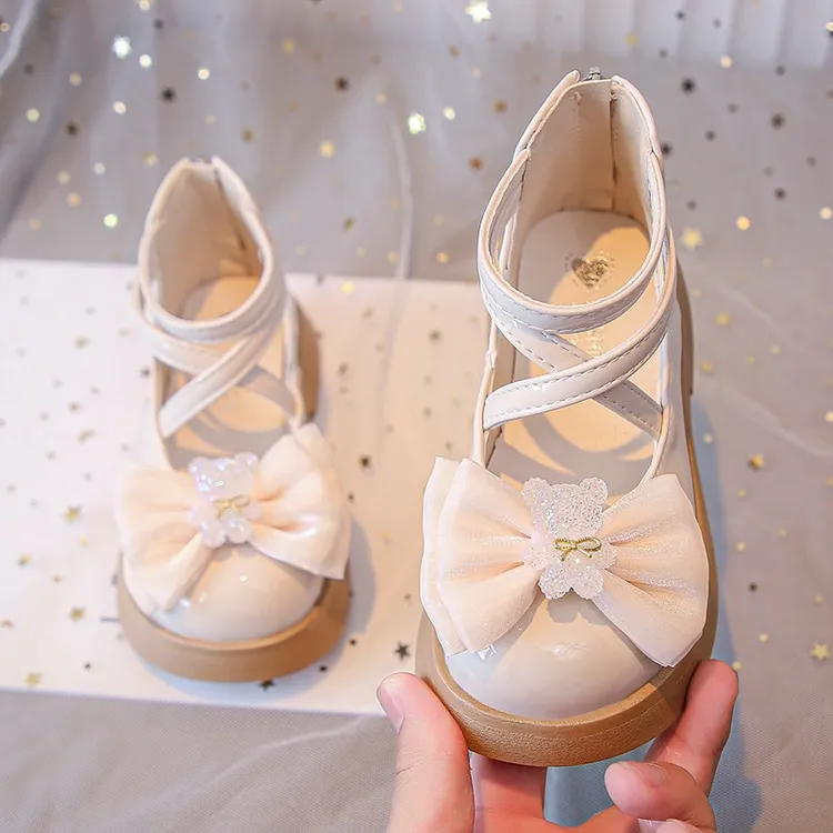 女童皮鞋公主鞋2025新款春秋儿童鞋子软底蝴蝶结小女孩单鞋中大童