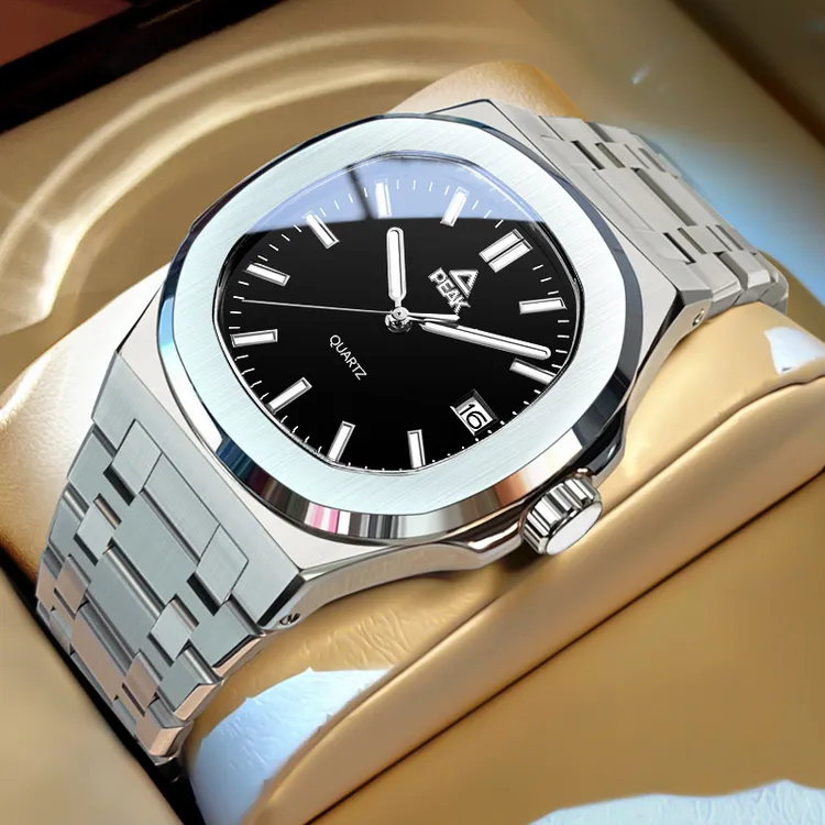 匹克正品鹦鹉螺手表男士方形机械钢带高级感名牌时尚商务男款腕表